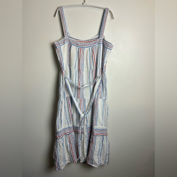 Gap Tall Midi Dress M Linen Blend Striped Summer Vacation Resort Old Money chic - Picture 3 of 16